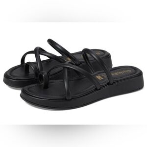 Seychelles Rule the World Black Leather Platform Slide Sandals – Women’s 10